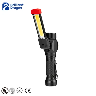 Testa rotante di alta qualità Avvertenza Illuminazione rossa lampeggiante Lampada di ispezione di lavoro portatile Mini faretto a LED Lampada da lavoro a LED COB di emergenza da campeggio ricaricabile